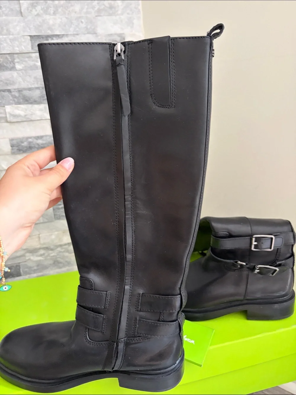 Sam Edelman Freda tall black leather boots new in box size 7